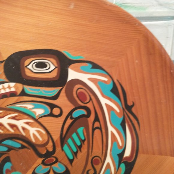 Mid Century Cedar Wood Killer Whale Souvenir Plate - Picture 3 of 7